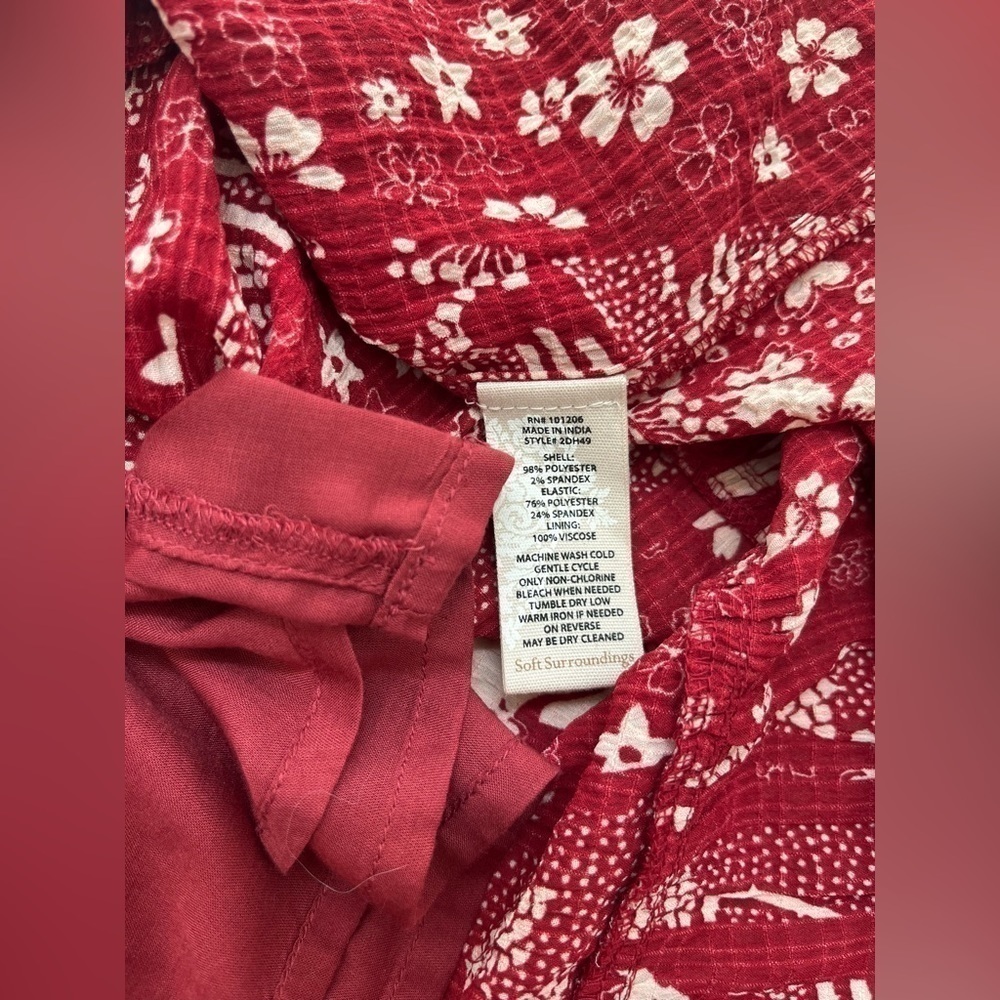 SOFT SURROUNDINGS Women's Red Long Sleeve Smocked Maxi Dress Plus Size 18 - Picture 4 of 6